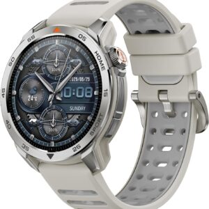 Mibro GS Pro2 Reloj Inteligente para Correr con GPS, 1,43'' Acero Inoxidable Smartwatch Hombre con Llamadas Bluetooth, Impermeable Reloj Inteligente con Padel Altitude para iOS Android, Beige Claro