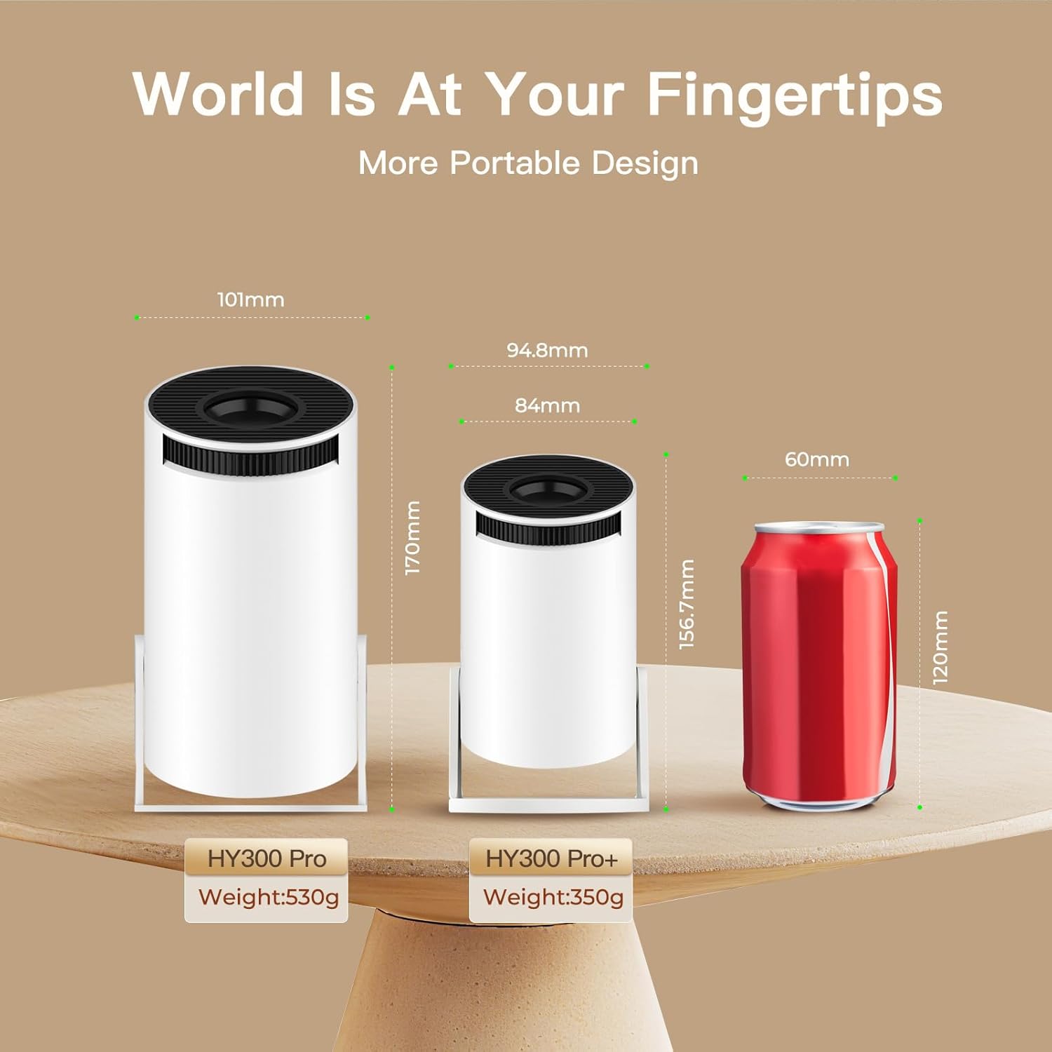 Mini Proyector con WiFi y Bluetooth Integrado, Android 14, 1080P 4K, Proyector Portátil, Rotación de 180°, Actualización HY300pro+, para Uso Doméstico y Exterior LYNCAST OptiBarrel 500 - 6