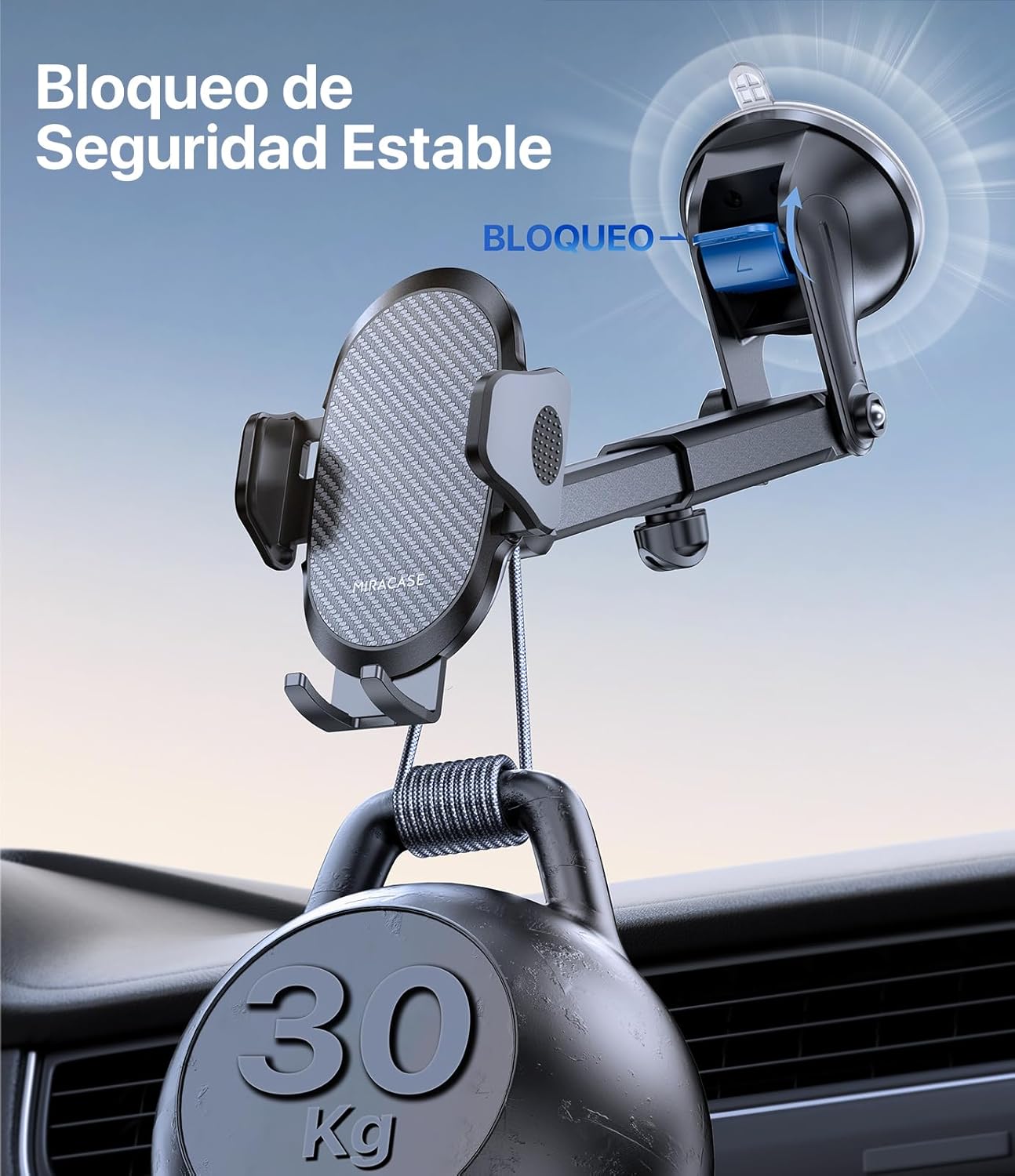 Miracase Soporte Movil Coche [2026 Ventosa Potente] Suporte Telemovel Carro en Salpicadero, Rotación 360° Ventosa Movil Compatibilidad con iPhone y Telefono de 4-7.2" - 3