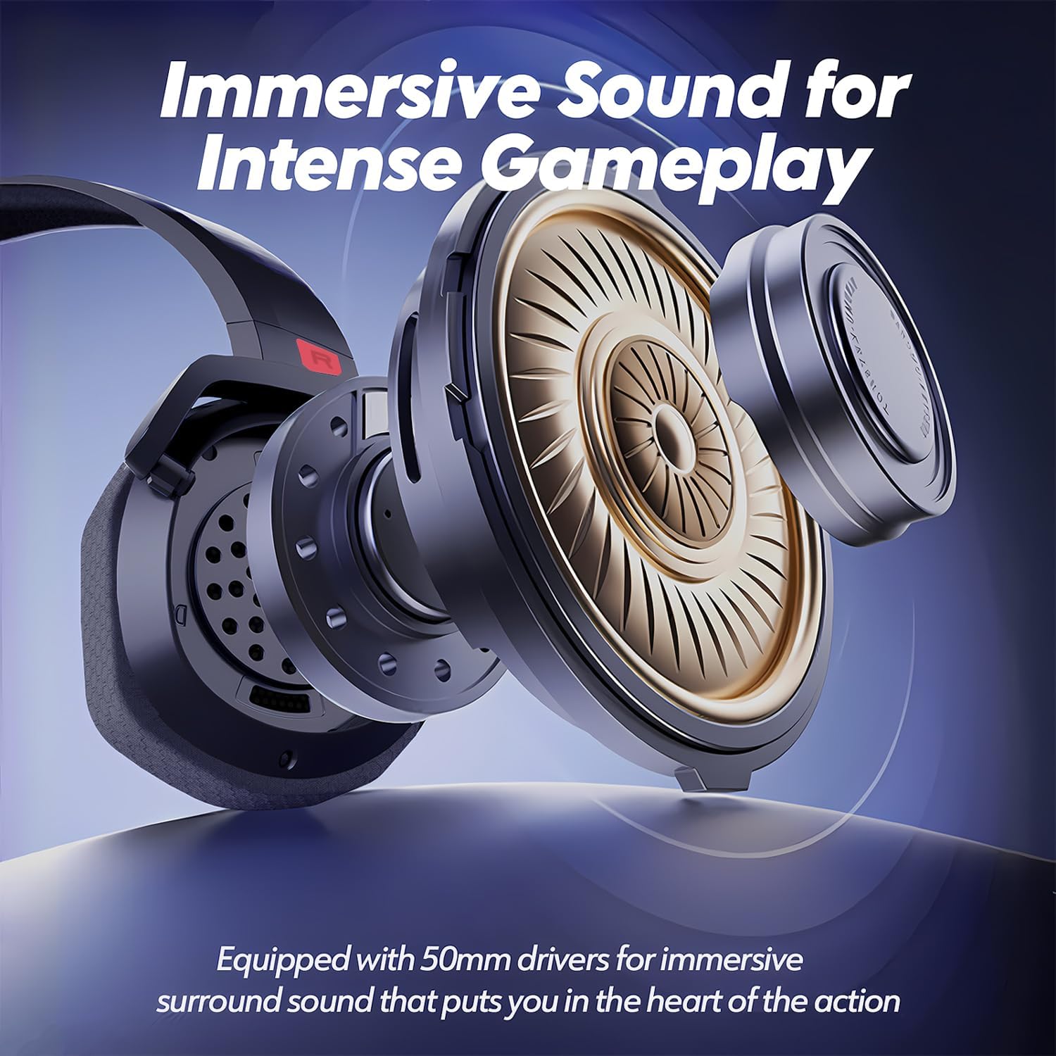 NUBWO G06 Cascos Gaming Inalámbricos con Drivers de 50 mm para PC/Ps5/Ps4/NS/Mobile, Auriculares Gaming Inalámbricos con 2.4 GHz+Bluetooth 5.3 Modo Dual, 7.1 Sonido Envolvente, Duración 100Hr+ - Rojo - 5