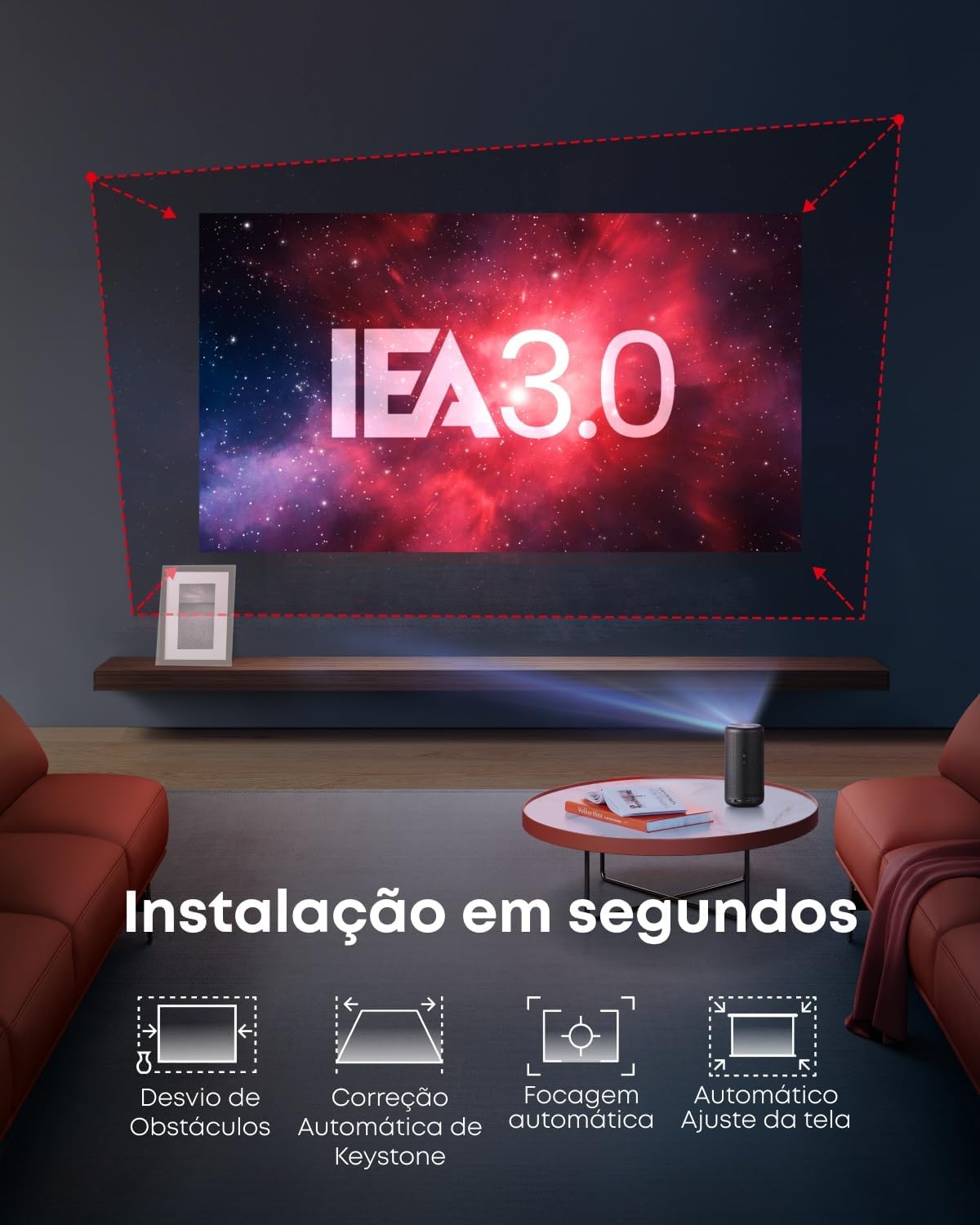 Nebula Capsule 3 Mini proyector portatil 1080p, Wi-Fi, 200 ANSI lúmenes, Google TV, Netflix, Dolby Digital, Imagen 120 pulg, batería integrada, 2,5h - 5