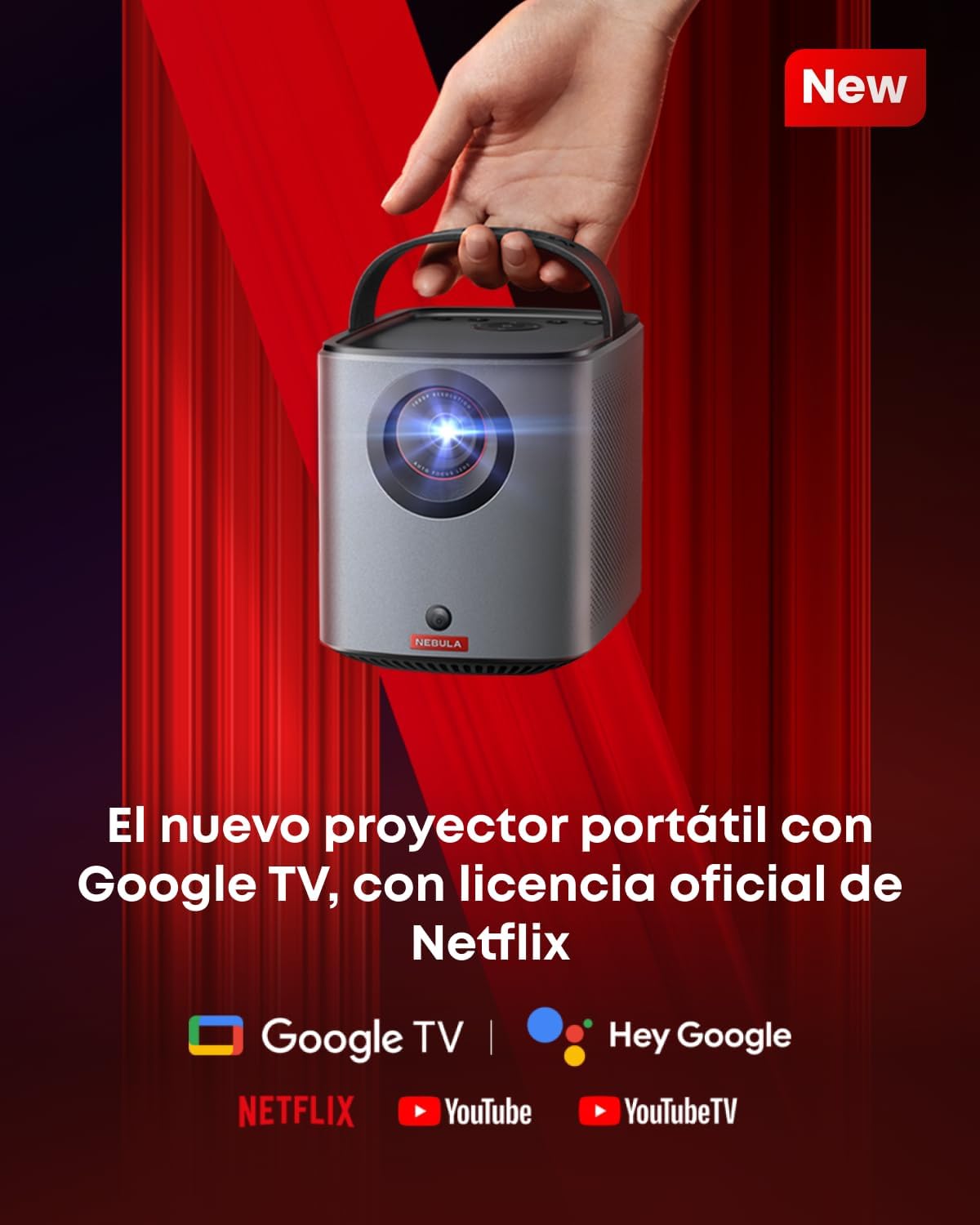 Nebula Mars 3 Air 1080p proyector portatil, Wi-Fi, Mini proyector portátil de 400 lúmenes ANSI, Dolby Digital, 2 Altavoces de 8 W, 150 Pulgadas, 2.5h - 2