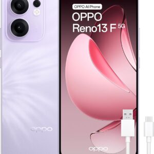 OPPO Reno13 F 5G - Smartphone Libre con IA, 8GB RAM + 256, Pantalla AMOLED 6.67" 120Hz, Cámara 50MP, IP69, Batería 5.800, Carga Rápida 45W, Versión Española - Morado