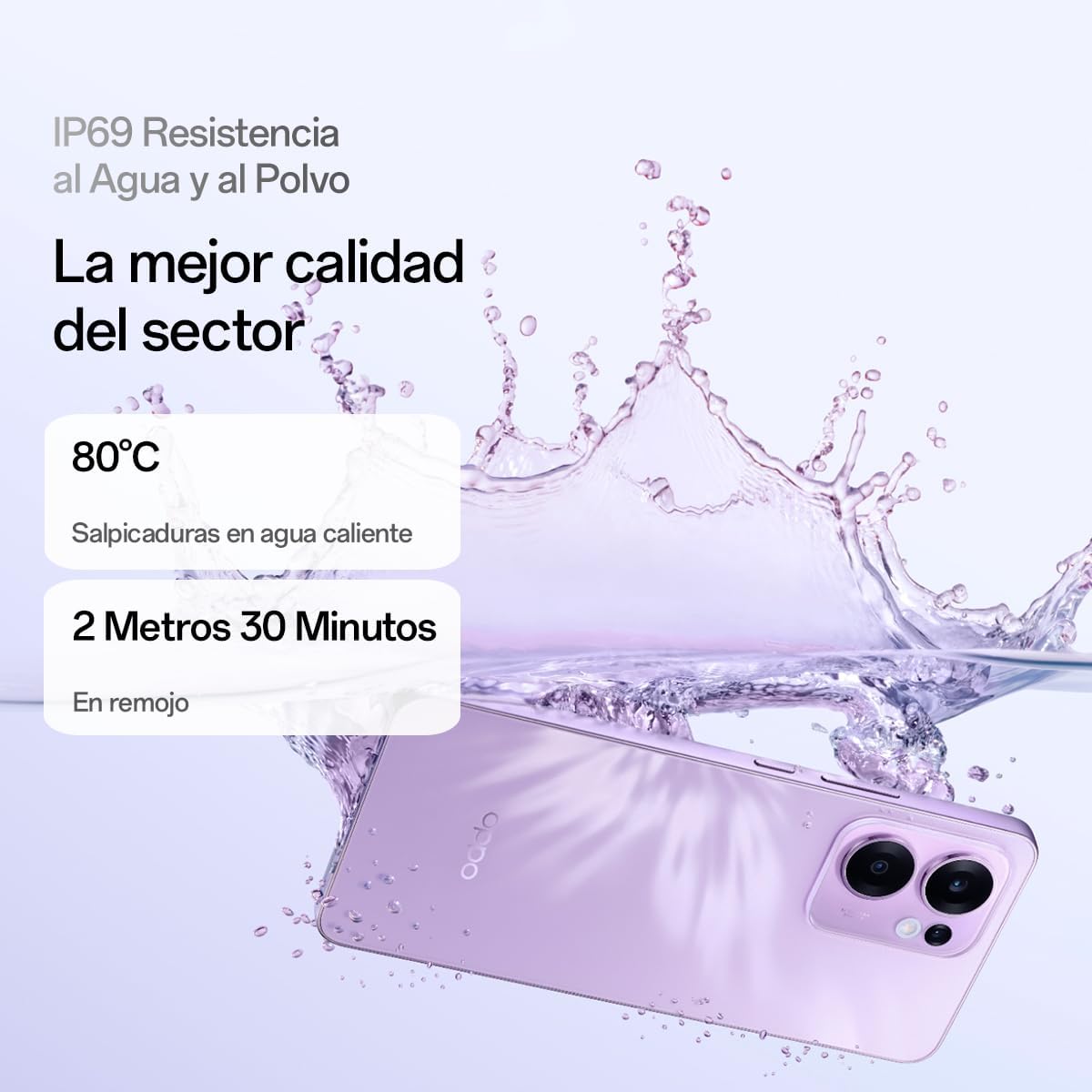 OPPO Reno13 F 5G - Smartphone Libre con IA, 8GB RAM + 256, Pantalla AMOLED 6.67" 120Hz, Cámara 50MP, IP69, Batería 5.800, Carga Rápida 45W, Versión Española - Morado - 4