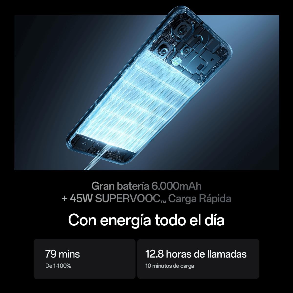 OPPO Reno14 F 5G – Smartphone Libre con IA, 8GB RAM + 256GB, Cámara Triple 50MP, Batería 6000mAh, Carga Rápida 45W, Pantalla AMOLED 120Hz, IP69, Dual SIM, Android, Versión Española - Opal Blue - 4