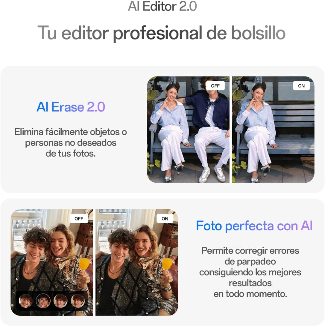 OPPO Reno14 FS 5G – Smartphone Libre con IA, 12GB RAM + 512GB, Cámara Triple 50MP, Batería 6000mAh, Carga Rápida 45W, Pantalla AMOLED 120Hz, IP69, Dual SIM, Android, Versión Española - Opal Blue - 6