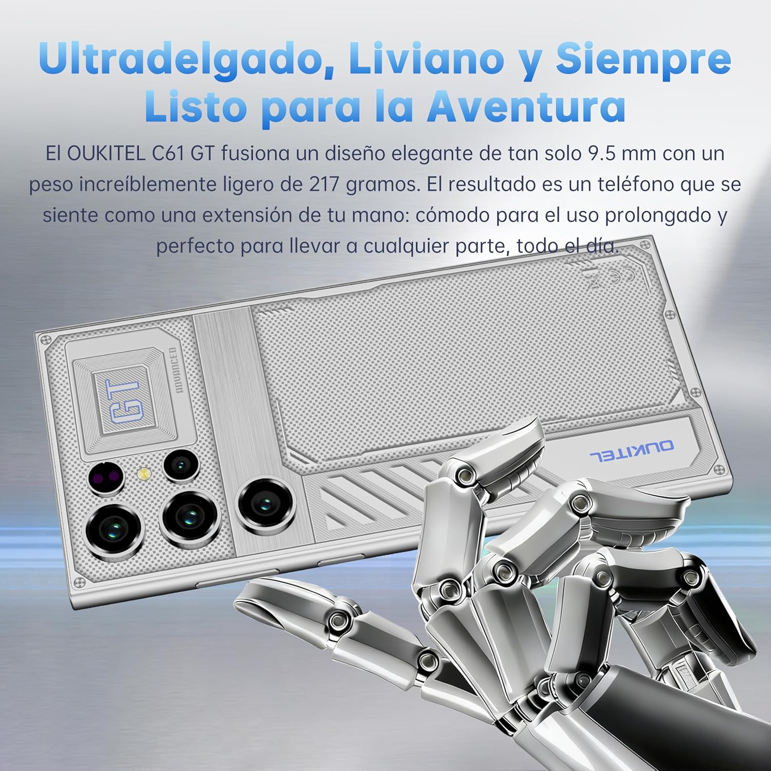 OUKITEL C61 GT Telefonos Moviles Libres - 24GB RAM+256GB ROM/TF 1TB 6,88 Pulgadas HD+ 90Hz Telefono Movil, 5150mAh, Android 15 Smartphone,13MP+5MP,Gemini AI/4G Dual SIM/Face ID/Fingerprint/NFC-2026 - 2