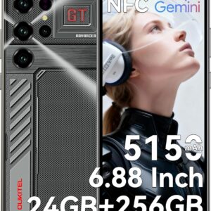 OUKITEL C61 GT Telefonos Moviles Libres - 24GB RAM+256GB ROM/TF 1TB 6,88 Pulgadas HD+ 90Hz Telefono Movil, 5150mAh, Android 15 Smartphone,13MP+5MP,Gemini AI/4G Dual SIM/Face ID/Fingerprint/NFC-2026