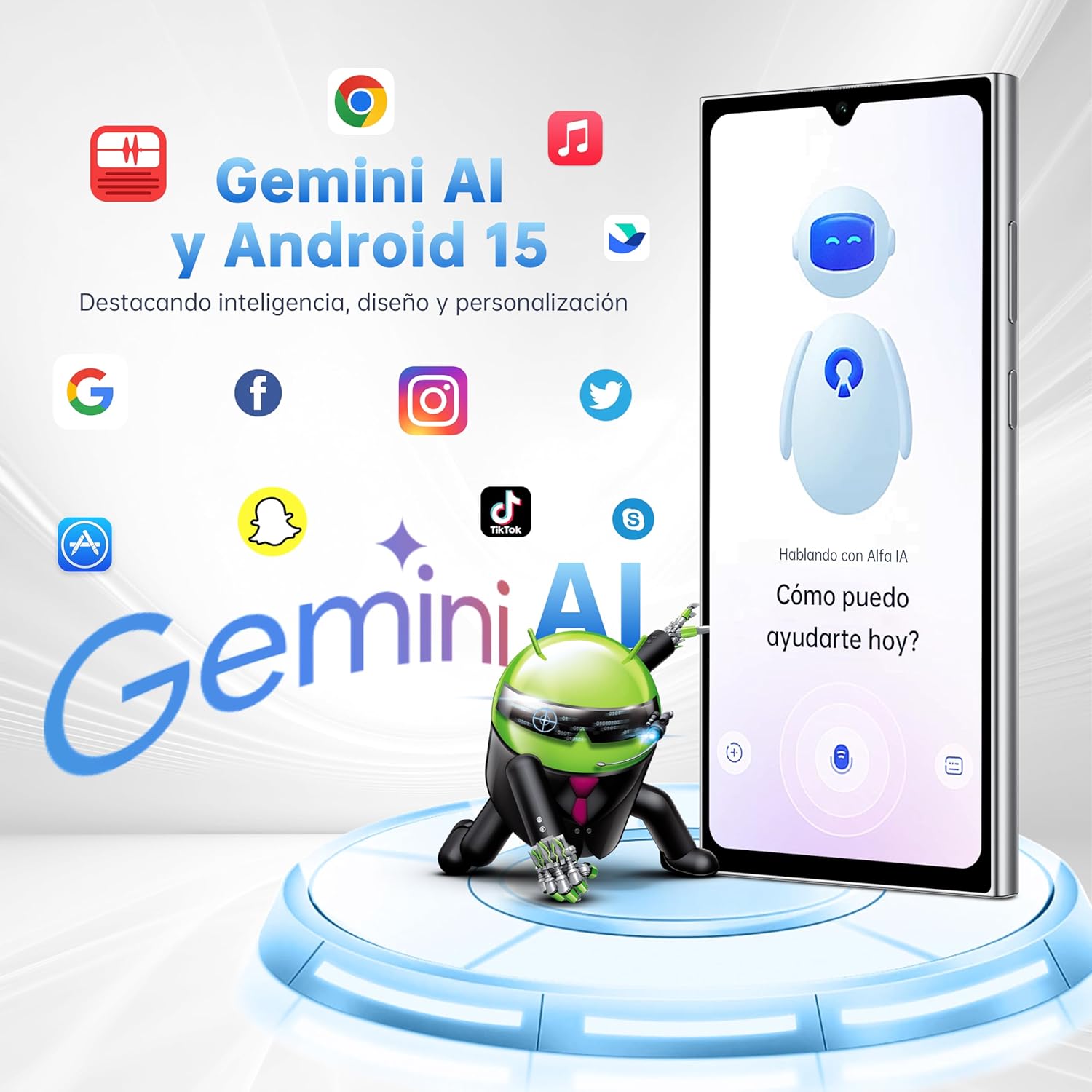 OUKITEL C61 GT Telefonos Moviles Libres - 24GB RAM+256GB ROM/TF 1TB 6,88 Pulgadas HD+ 90Hz Telefono Movil, 5150mAh, Android 15 Smartphone,13MP+5MP,Gemini AI/4G Dual SIM/Face ID/Fingerprint/NFC-2026 - 4