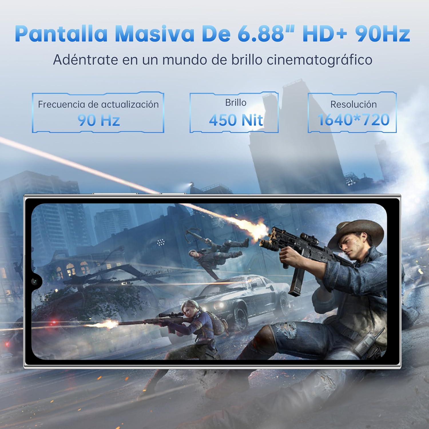 OUKITEL C61 GT Telefonos Moviles Libres - 24GB RAM+256GB ROM/TF 1TB 6,88 Pulgadas HD+ 90Hz Telefono Movil, 5150mAh, Android 15 Smartphone,13MP+5MP,Gemini AI/4G Dual SIM/Face ID/Fingerprint/NFC-2026 - 6
