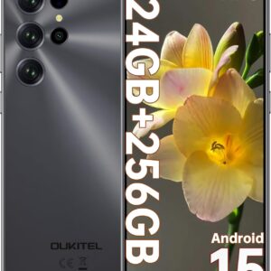 OUKITEL C61 Pro Telefonos Moviles Libres - 6.88" Pantalla HD+ 90Hz Smartphone, 24GB+256GB/1TB Telefono Movil Android 15, Batería 5150mAh, Cámara 13MP Moviles, 4G SIM, NFC/Face ID/Fingerprint, Gris