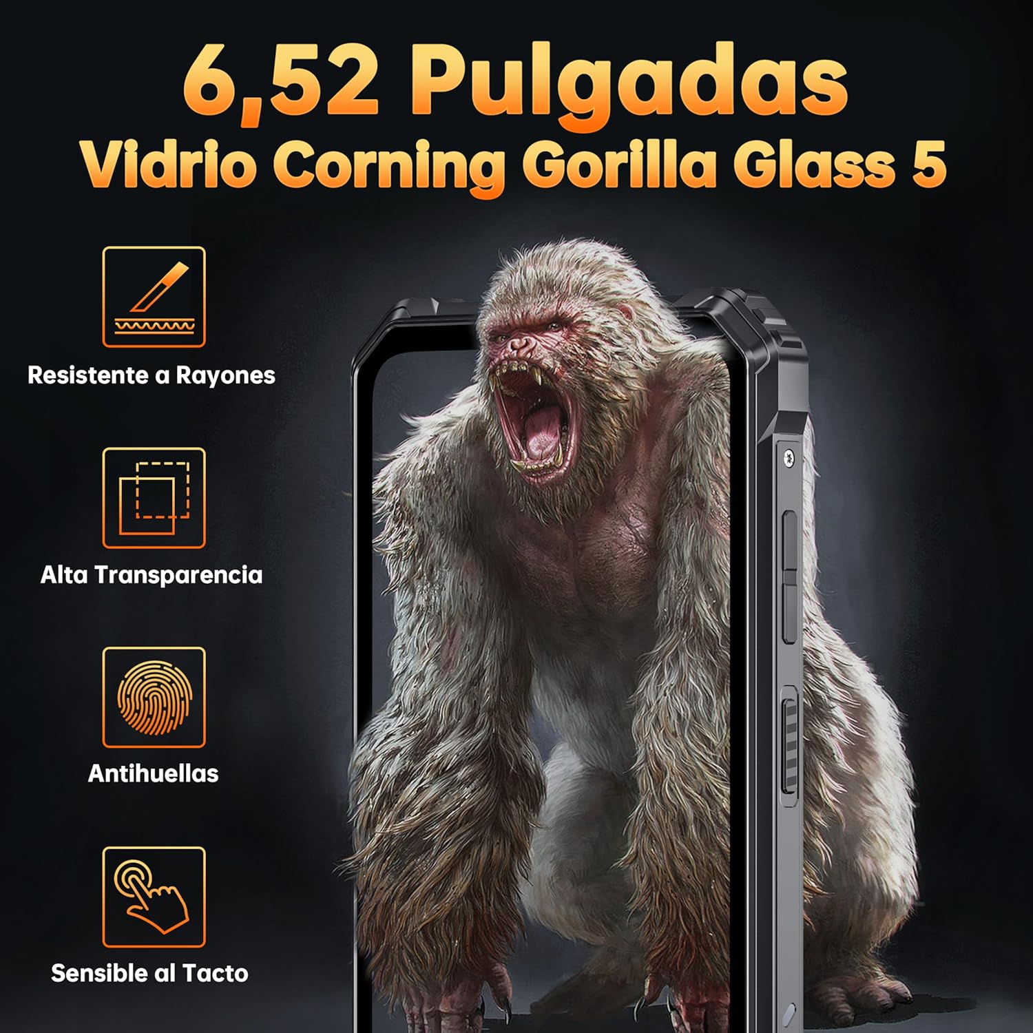 OUKITEL G1 Móvil Rugerizado - 24GB+256GB(TF 1TB) 6.52'' HD+ Movil Irrompible, Batería 10600mAh, Android 15 Octa-Core Movil Todoterreno, 48MP+5MP Dual 4G SIM/95dB/NFC/OTG/Huella Dactilar/Face ID - 4