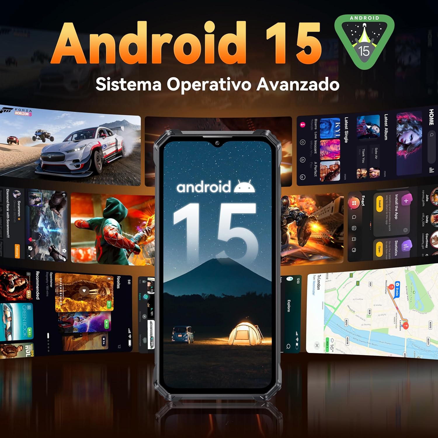 OUKITEL G1 Móvil Rugerizado - 24GB+256GB(TF 1TB) 6.52'' HD+ Movil Irrompible, Batería 10600mAh, Android 15 Octa-Core Movil Todoterreno, 48MP+5MP Dual 4G SIM/95dB/NFC/OTG/Huella Dactilar/Face ID - 5