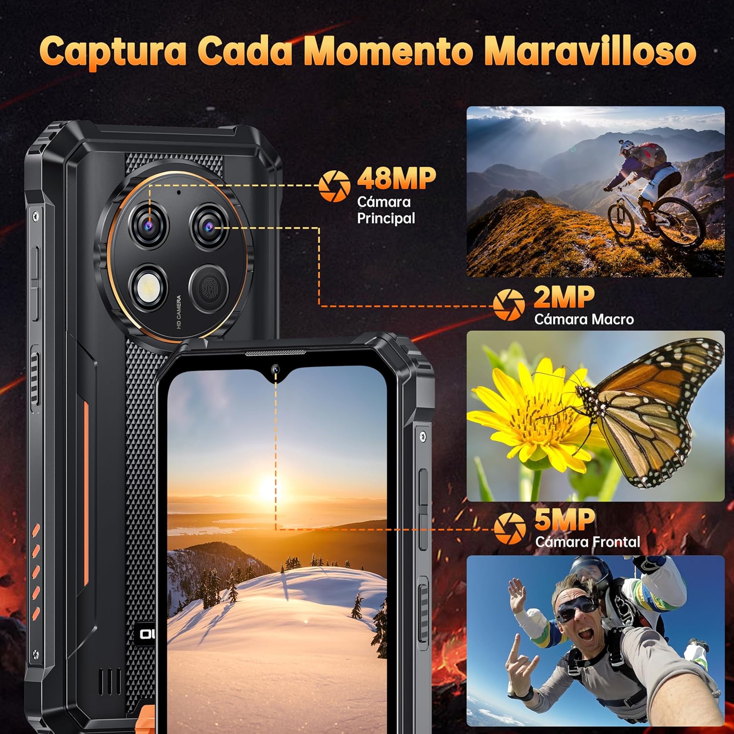 OUKITEL G1 Móvil Rugerizado - 24GB+256GB(TF 1TB) 6.52'' HD+ Movil Irrompible, Batería 10600mAh, Android 15 Octa-Core Movil Todoterreno, 48MP+5MP Dual 4G SIM/95dB/NFC/OTG/Huella Dactilar/Face ID - 6