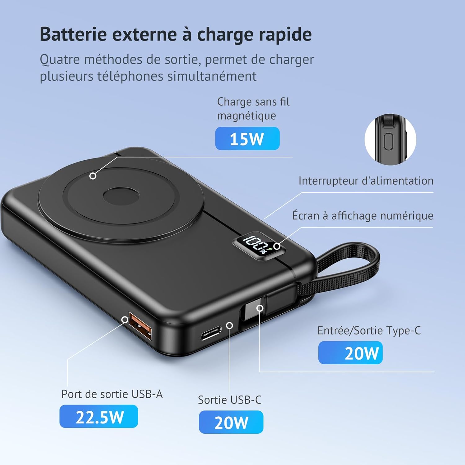 Power Bank Bateria Externa - Compatible con iPhone 17 16 15 14 13 12 Magnético Powerbank Inalambrica 10000mAh Ultra Slim Pequeño Cargador Portatil Magnetic Carga Rapida Inalámbrico Moscsaz - 4