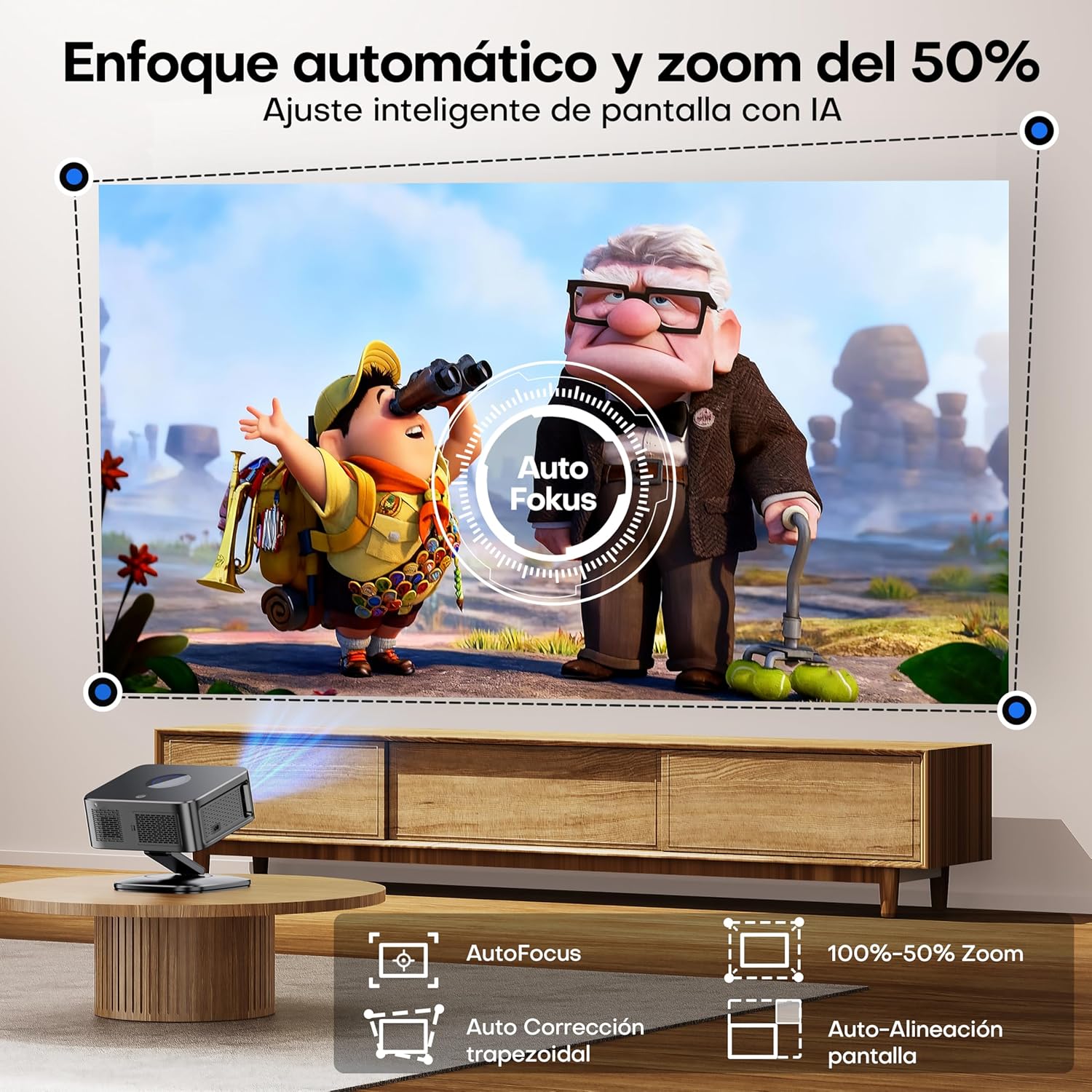 Proyector 4K【1500 ANSI/Google TV/Netflix Oficial】 Horlat 38000Lúmenes Proyector Portatil, Gira 360 °,Full HD 1080P Nativo, WiFi6 &Bluetooth 5.3, Control de Voz Projector en Casa/Exterior - 5