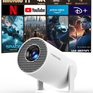Proyector Portátil con, Mini Proyector 4k 1080P Full HD Soporte 200ANSI 8000L, Videoproyector WiFi 5G BT 5.4, Cine Projector 180 ° Se Puede Girar para TV Stick