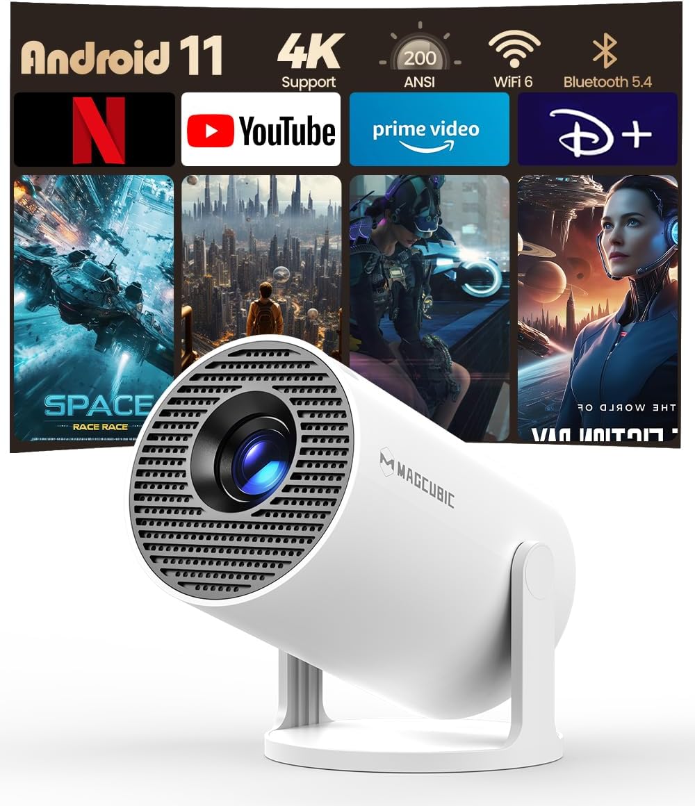 Proyector Portátil con, Mini Proyector 4k 1080P Full HD Soporte 200ANSI 8000L, Videoproyector WiFi 5G BT 5.4, Cine Projector 180 ° Se Puede Girar para TV Stick - 1