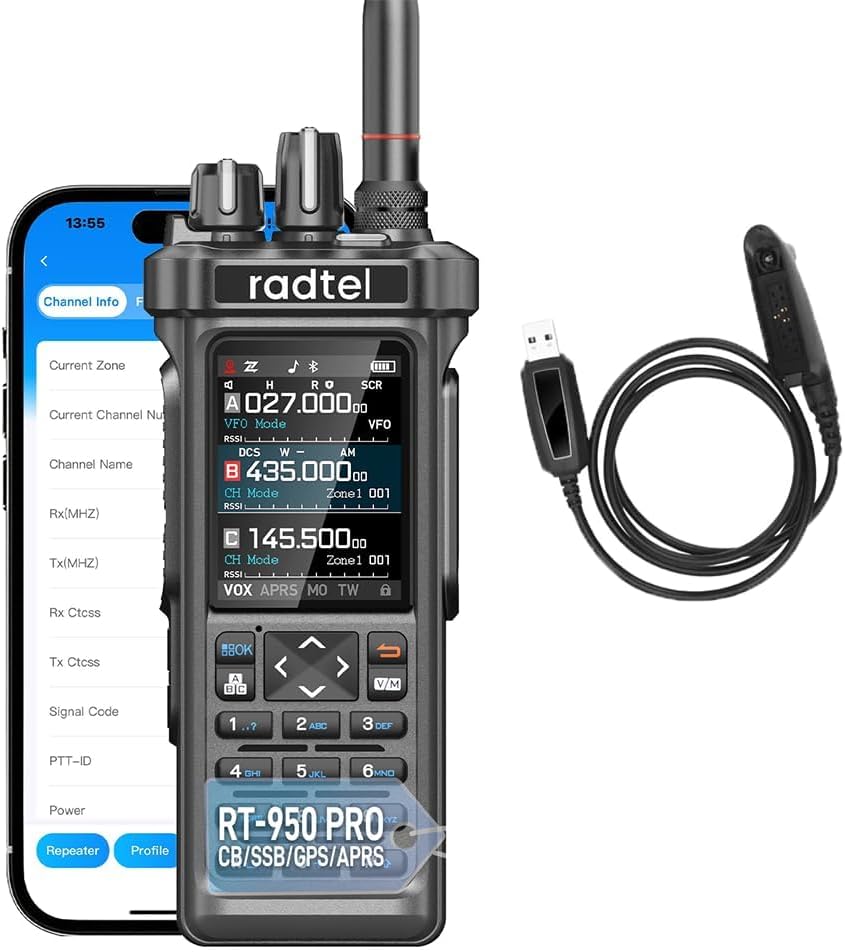 Radioaficionado Radtel RT-950 Pro, GPS/APRS, walkie-Talkie de 10 W, Radio portátil de Largo Alcance, recepción Am/FM/CB/SO/OM/OL, programación de Aplicaciones Bluetooth, NOAA, analizador de Espectro - 1