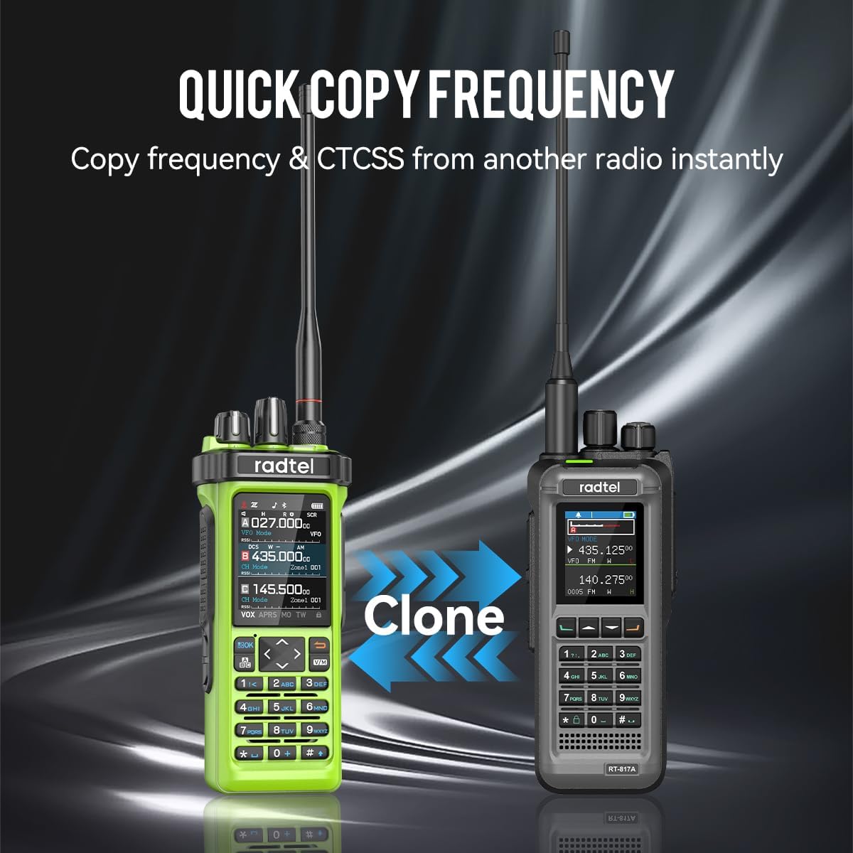 Radtel RT-950 Pro Ham Radio TX GPS/APRS, 10W Walkie Talkie Long Range Handheld Two Way Radio, Am/FM/CB/SW/MW/LW RX, Bluetooth App Programming, NOAA, Spectrum Analyzer，Green (with Programming Cable) - 4