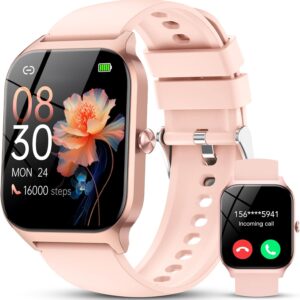 Reloj Inteligente Mujer Hombre,1.85" HD Smartwatch con Llamadas y Voz de Al,WhatsApp Notificaciones, Smart Watch con Podómetro/Pulsómetro/Monitor de Sueño,115+ Modos Deportes, IP68 Impermeable Rosa