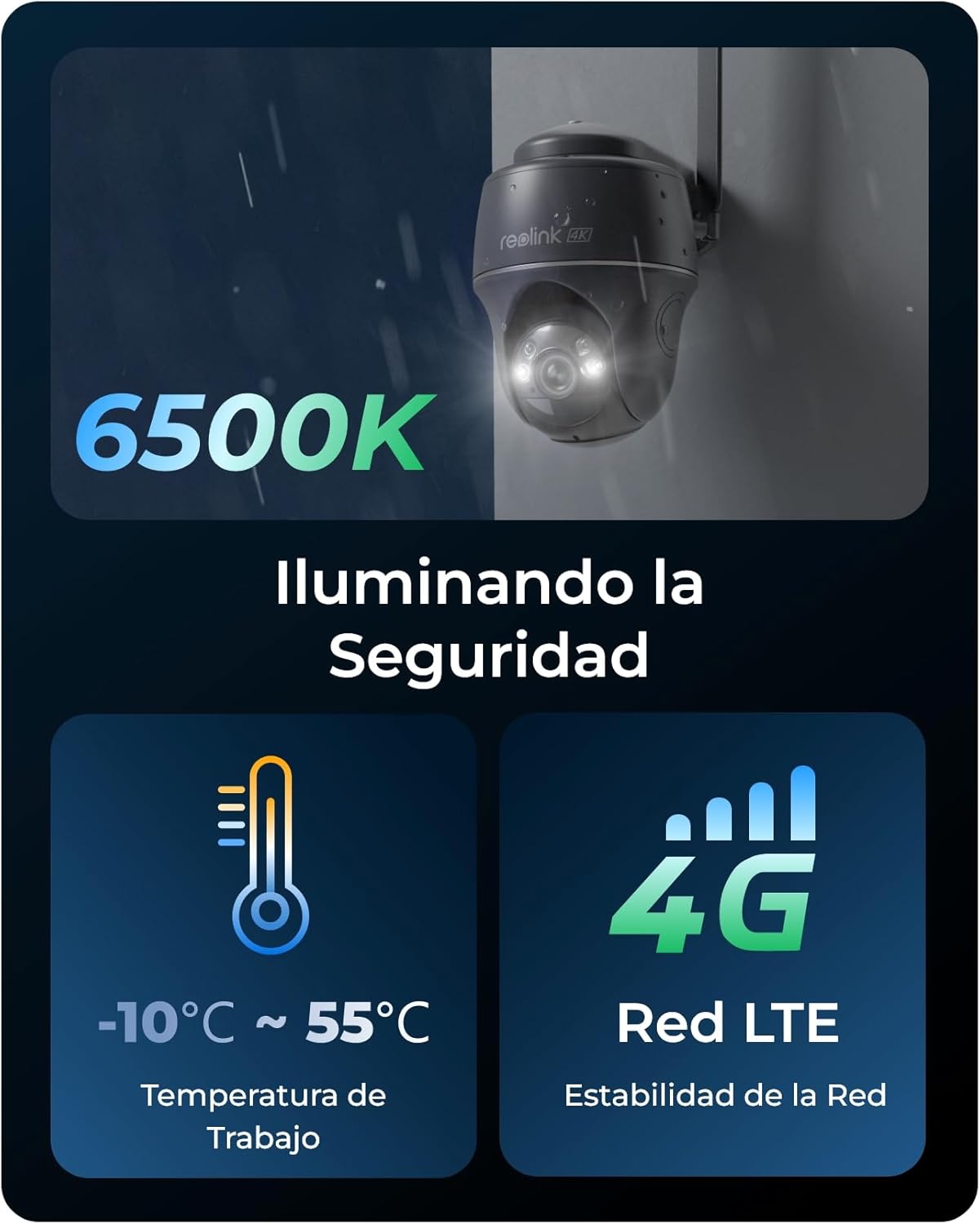 Reolink 3G/4G LTE Camara Vigilancia Exterior Solar, 4K 8MP Cámara Seguridad Inalámbrica con Energía Solar, 360° PT, Visión Nocturna en Color, Detección de IA, Go PT Ultra(Gris) + Panel Solar + 32GB SD - 3