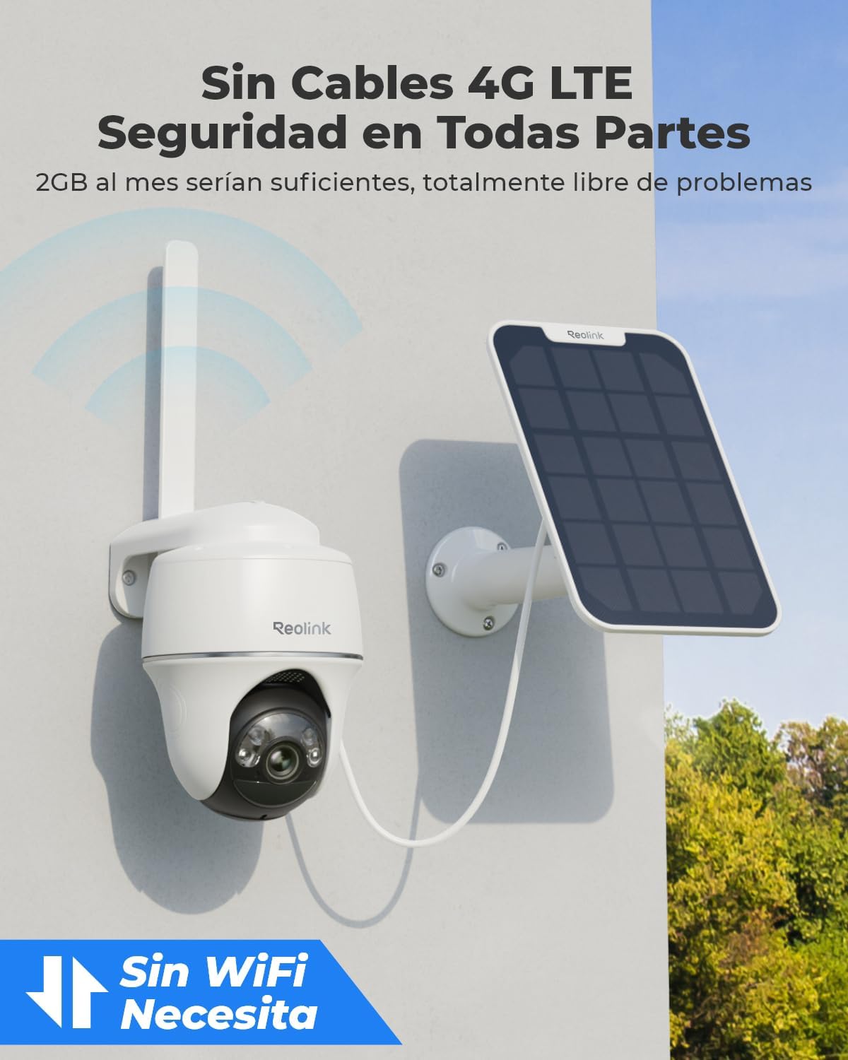Reolink 3G/4G LTE Camara Vigilancia Exterior Solar con Bateria, 5MP Inalambrica Camara 360° PTZ con Tarjeta Sim & 32GB Tarjeta SD, Detección de Persona/Vehículo, Audio Bidireccional, Go PT Plus + SP - 2