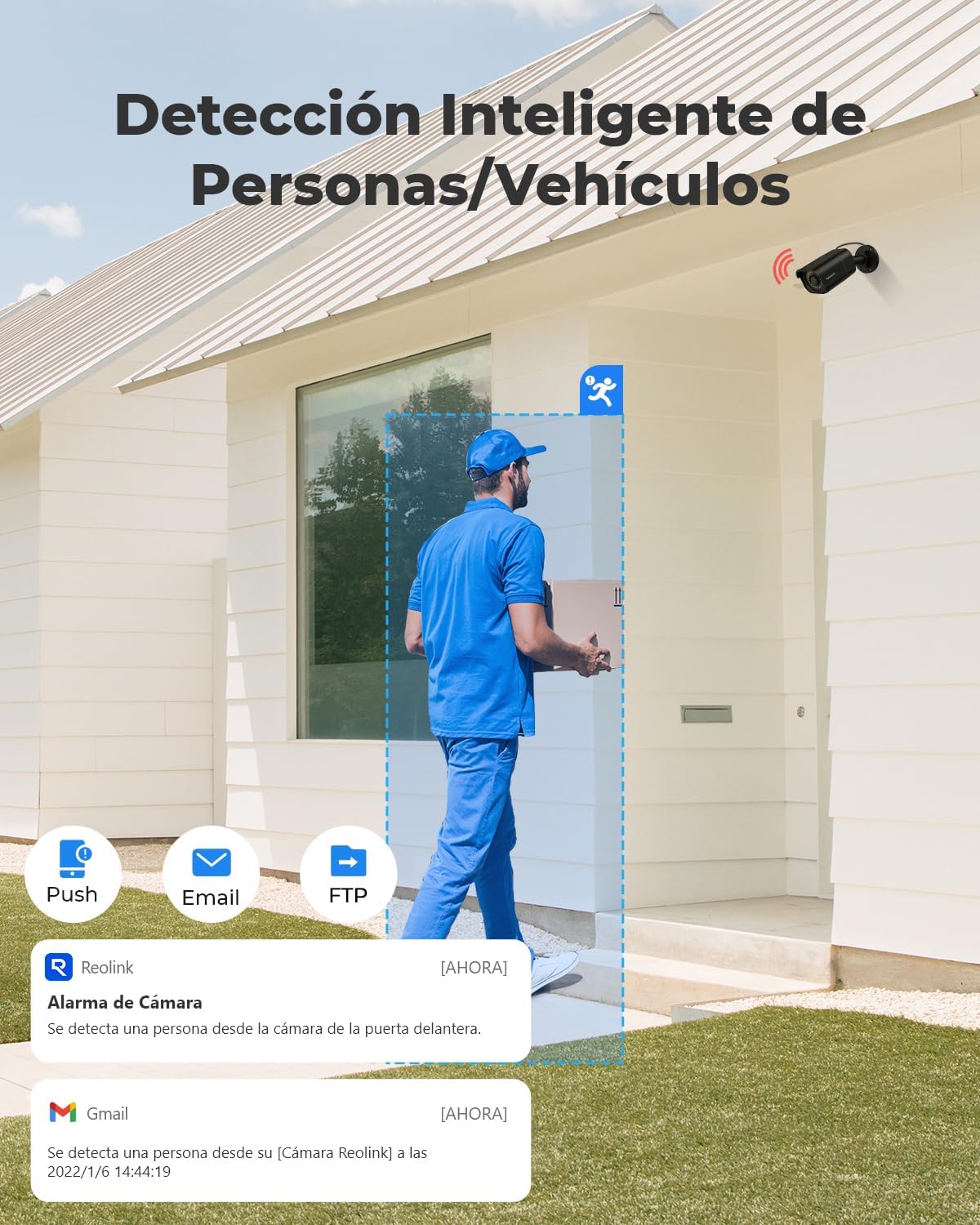 Reolink 4K 8MP Camara Vigilancia Exterior PoE con Detección de Personas/Vehículos/Pets, Alertas Inteligente, Acceso Remoto, Cámara Seguridad con Ranura para Tarjeta SD, Lapso de Tiempo, RLC-810A Negra - 3