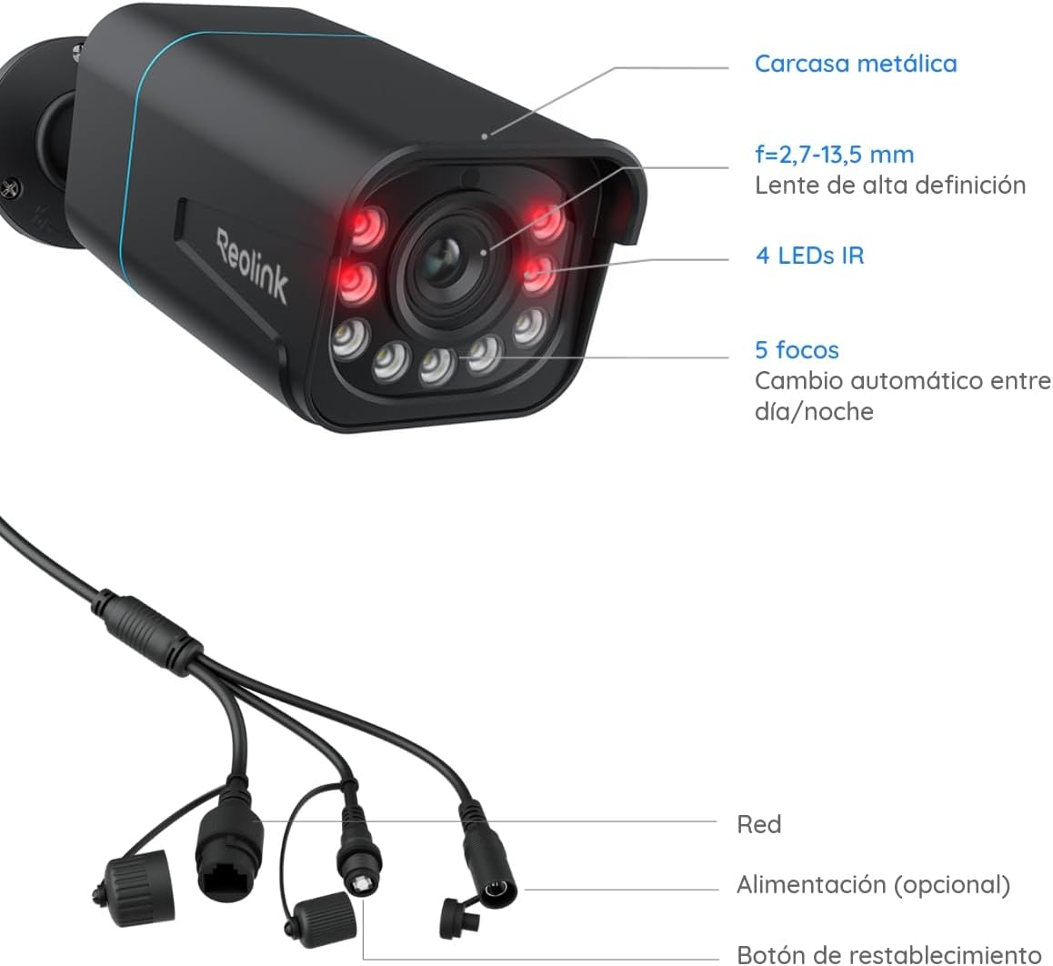 Reolink 4K 8MP Camara Vigilancia PoE con Foco, Detección Persona/Vehículo/Pet, Zoom óptico 5X, Color Visión Nocturna Lapso de Tiempo Audio Bidirectional, Ranura para Tarjetas microSD, RLC-811A Nergo - 5