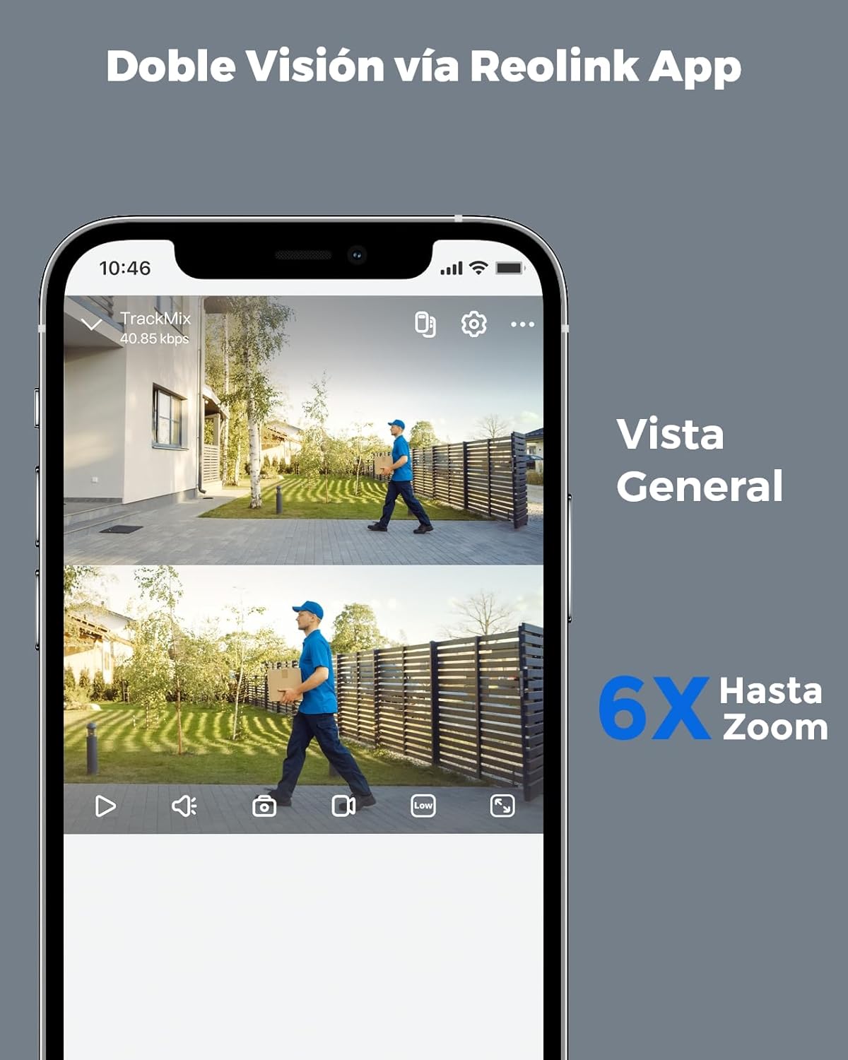 Reolink 4K PTZ Camara Vigilancia WiFi Exterior con Doble Lente, Visión de 360°, Seguimiento Automático, Detección de Personas/Vehículos/Animales, Zoom 6X, Visión Nocturna en Color, TrackMix WiFi - 3