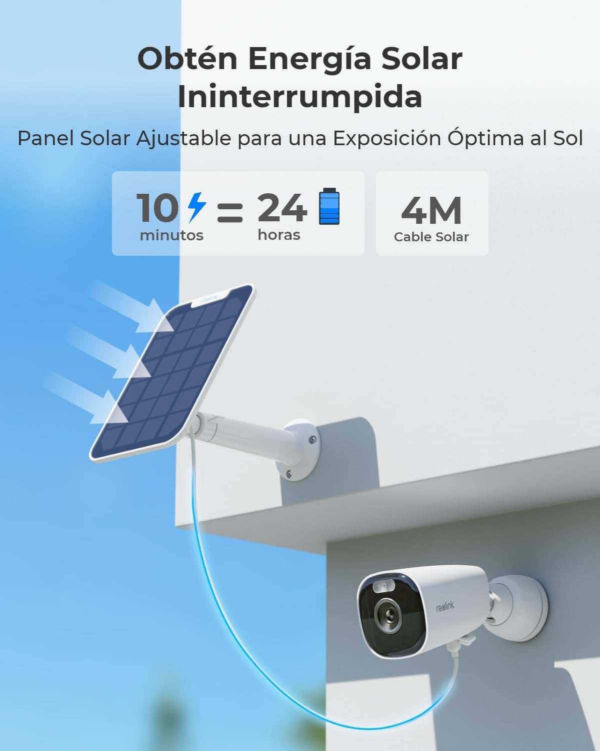 Reolink 5MP Camara Vigilancia WiFi Exterior Solar, Cámaras Sin Cables con Batería 2,4GHz/5GHz WiFi, Visión Nocturna en Color, Detección de Personas/Vehículos/Pets, Cloud, Argus Eco Pro con Panel Solar - 5