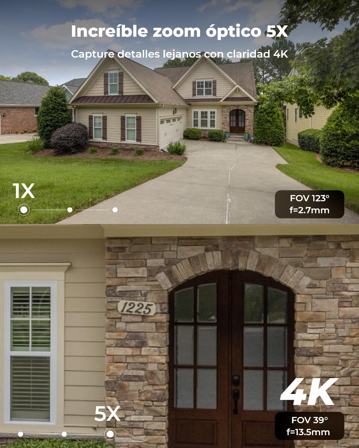 Reolink Cámara 4K PoE para Exteriores, Zoom óptico 5X, antivandálica IK10, Audio bidireccional, focos de visión Nocturna en Color, detección de Personas/vehículos/Animales, lapso de Tiempo, RLC-843A - 2