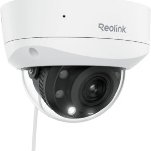 Reolink Cámara 4K PoE para Exteriores, Zoom óptico 5X, antivandálica IK10, Audio bidireccional, focos de visión Nocturna en Color, detección de Personas/vehículos/Animales, lapso de Tiempo, RLC-843A