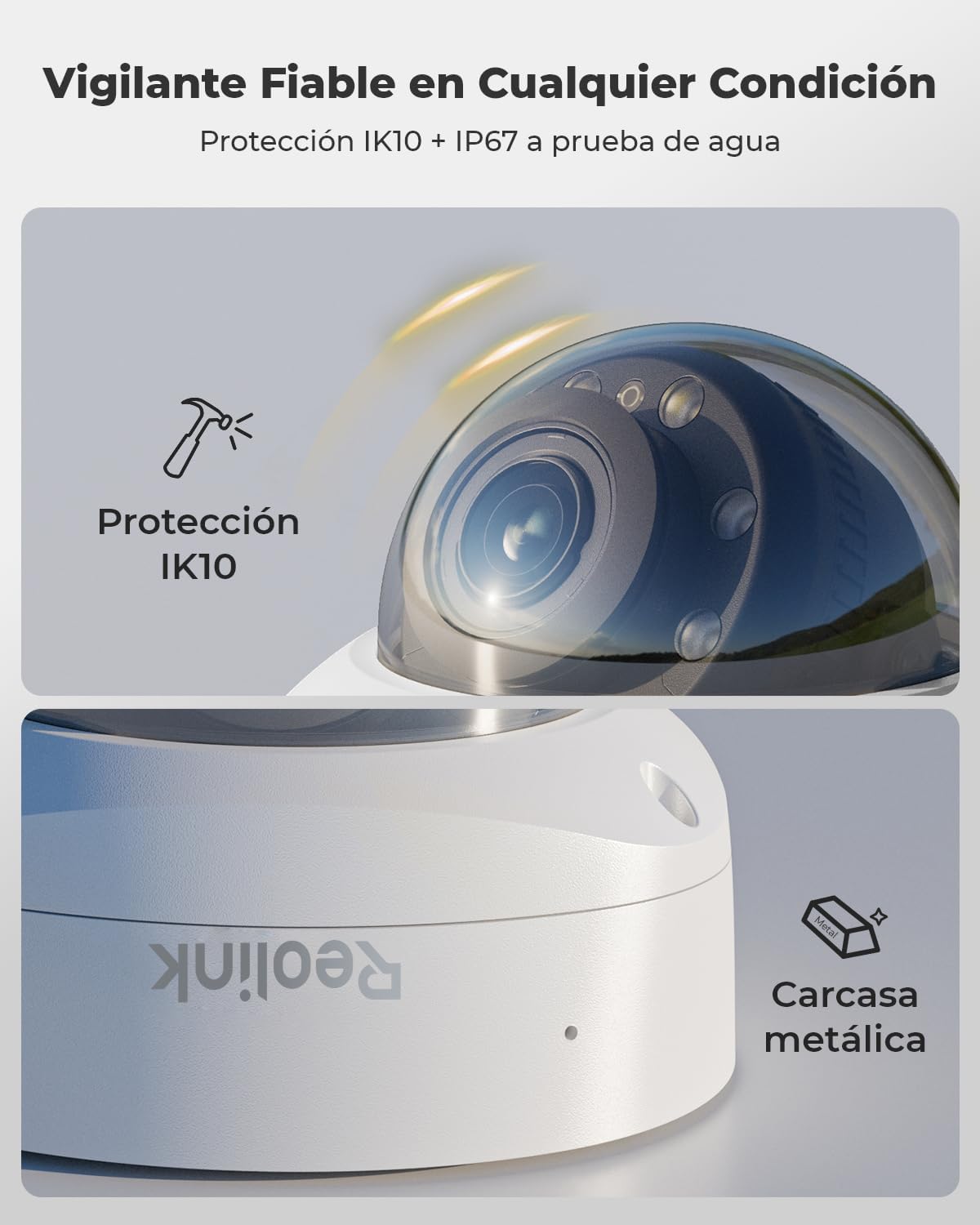 Reolink Cámara 4K PoE para Exteriores, Zoom óptico 5X, antivandálica IK10, Audio bidireccional, focos de visión Nocturna en Color, detección de Personas/vehículos/Animales, lapso de Tiempo, RLC-843A - 5