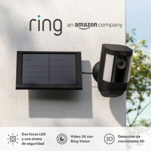 Ring C ámara Pro con luces solar (Spotlight Cam Pro Solar)|Vídeo 2K con Ring Vision, detección de movimiento 3D, luces LED, instalación por cuenta propia|Con 30 días de prueba gratuita de Ring Home