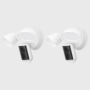 Ring Cámara Pro con focos (Floodlight Cam Pro, última generación) | Cámara de seguridad exterior | Retinal 4K, Zoom 10x, focos de 2000 lúmenes | Prueba gratuita de 30 días del plan de suscripción Ring | 2 Cámaras