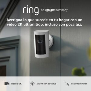 Ring | Cámara exterior Plus con batería (Outdoor Camera Plus última generación) | Vídeo 2K de gran angular | Cámara inalámbrica exterior | Prueba gratuita de 30 días del plan de suscripción Ring