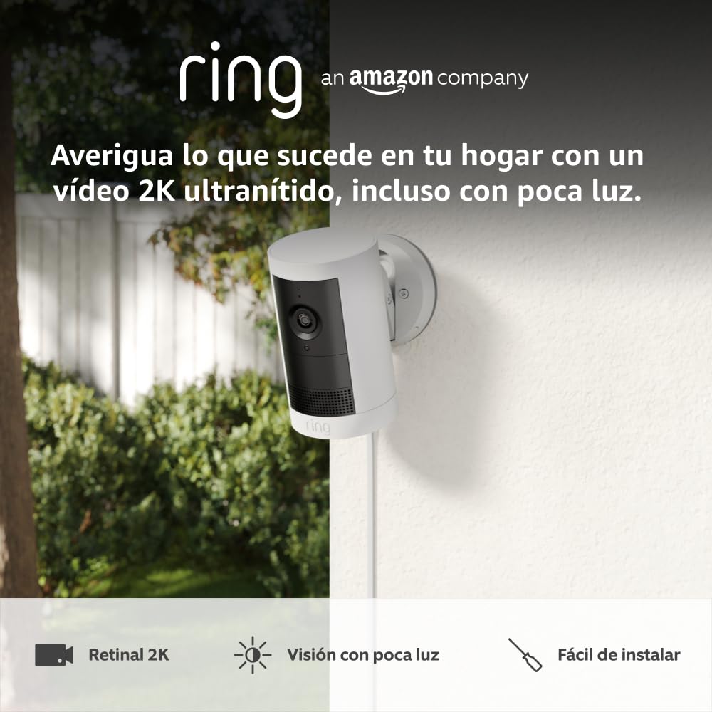 Ring | Cámara exterior Plus con enchufe (Outdoor Camera Plus última generación) | Vídeo 2K de gran angular | Cámara inalámbrica exterior | Prueba gratuita de 30 días del plan de suscripción Ring - 1