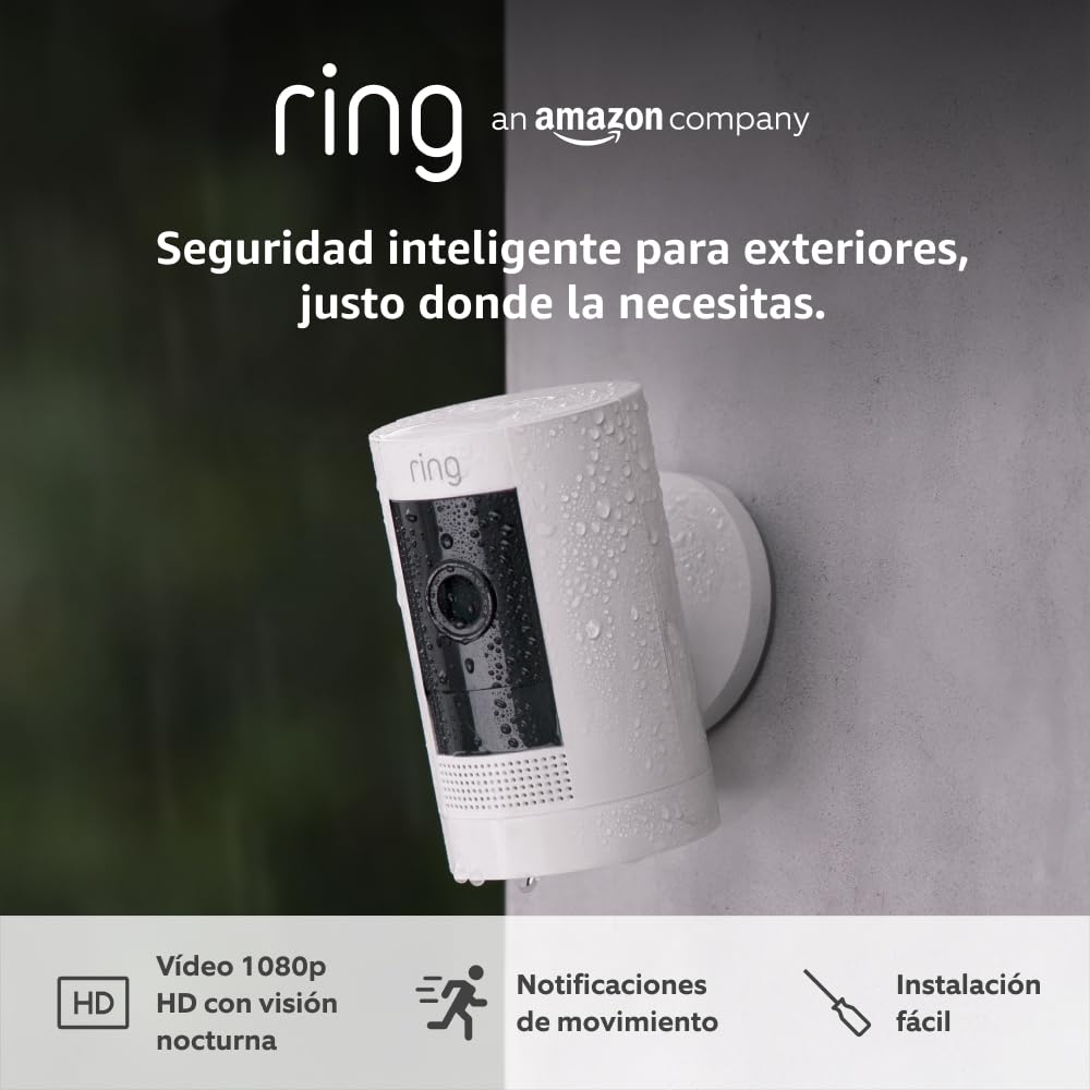 Ring Cámara exterior con batería (Stick Up Cam) | Cámara de vigilancia wifi para tu domicilio sin cables, con vídeo HD, comunicación bidireccional, instalación fácil | 30 días gratis de Ring Home - 1