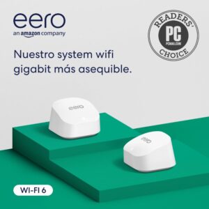 Router wifi de malla eero 6+ de Amazon | Con Ethernet de 1 Gb/s, 280 m2 de cobertura y capacidad para conectar más de 75 dispositivos | pack de 2, modelo de 2022
