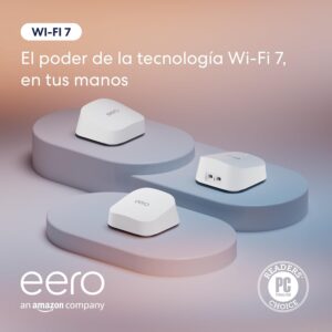 Router wifi de malla eero 7 de Amazon (último modelo): doble banda con Wi-Fi 7, compatible con velocidades de red de hasta 2,5 Gb/s y cobertura en hasta 560 m² (pack de 3)