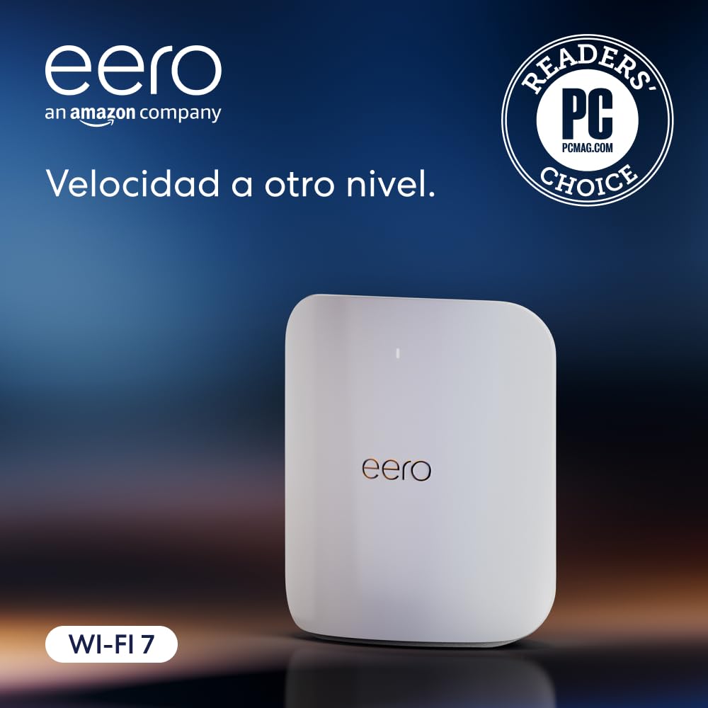 Router wifi de malla eero Max 7 de Amazon: con Ethernet de 10 Gb/s, 230 m2 de cobertura y capacidad para conectar más de 250 dispositivos, ideal para videojuegos (1 unidad, última generación) - 1