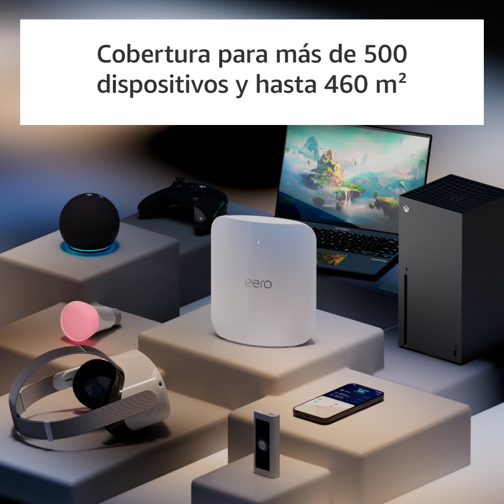 Router wifi de malla eero Max 7 de Amazon: con Ethernet de 10 Gb/s, 460 m2 de cobertura y capacidad para conectar más de 500 dispositivos, ideal para videojuegos (pack de 2, última generación) - 6