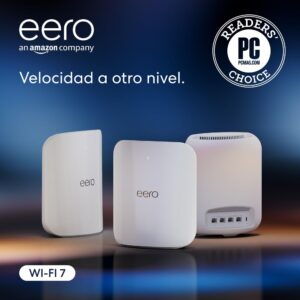 Router wifi de malla eero Max 7 de Amazon: con Ethernet de 10 Gb/s, 695 m2 de cobertura y capacidad para conectar más de 750 dispositivos, ideal para videojuegos (pack de 3, última generación)