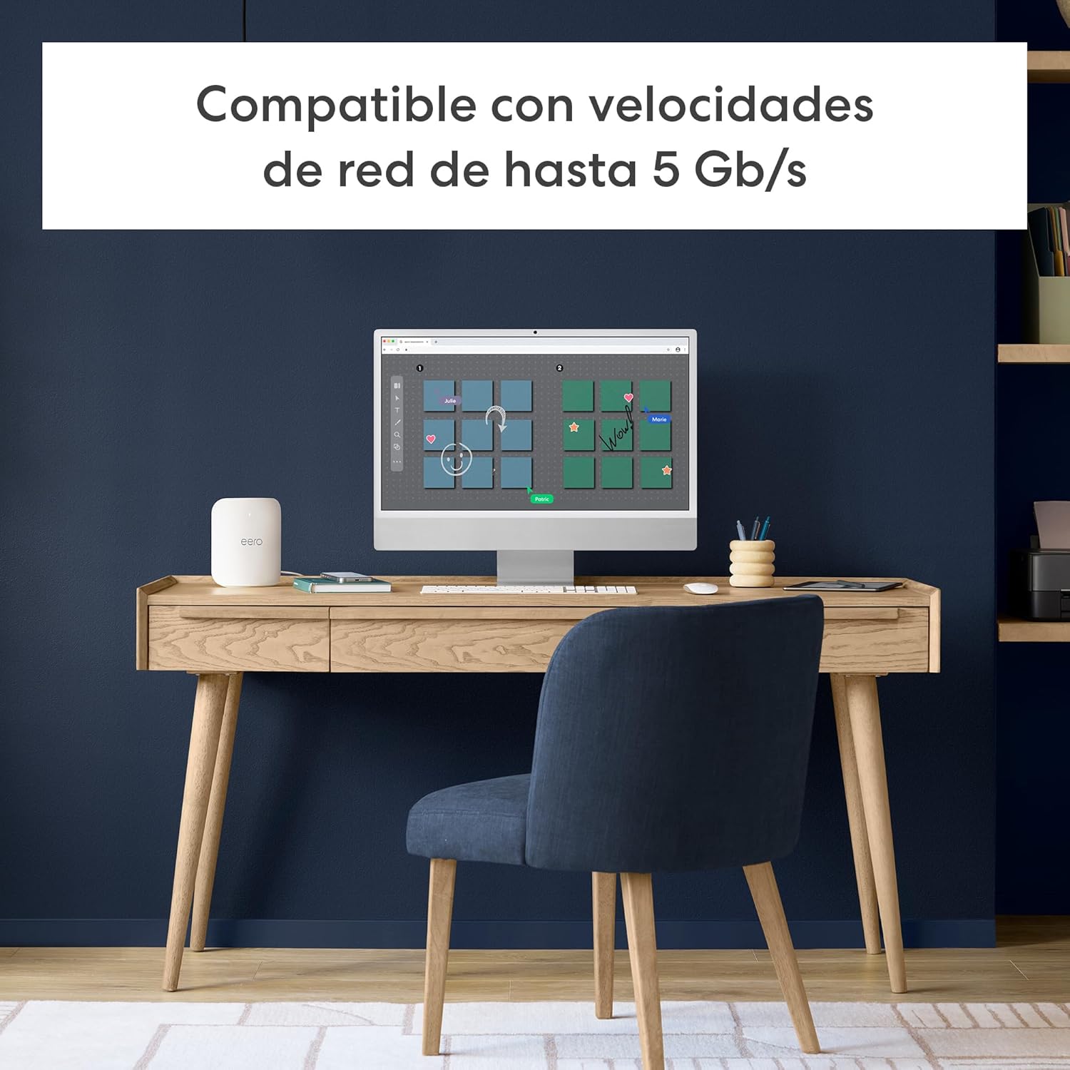 Router wifi de malla eero Pro 7 de Amazon (último modelo): tribanda con Wi-Fi 7, compatible con velocidades de red de hasta 5 Gb/s y cobertura de hasta 190 m² (1 unidad) - 6