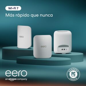 Router wifi de malla eero Pro 7 de Amazon (último modelo): tribanda con Wi-Fi 7, compatible con velocidades de red de hasta 5 Gb/s y cobertura de hasta 560 m² (pack de 3)