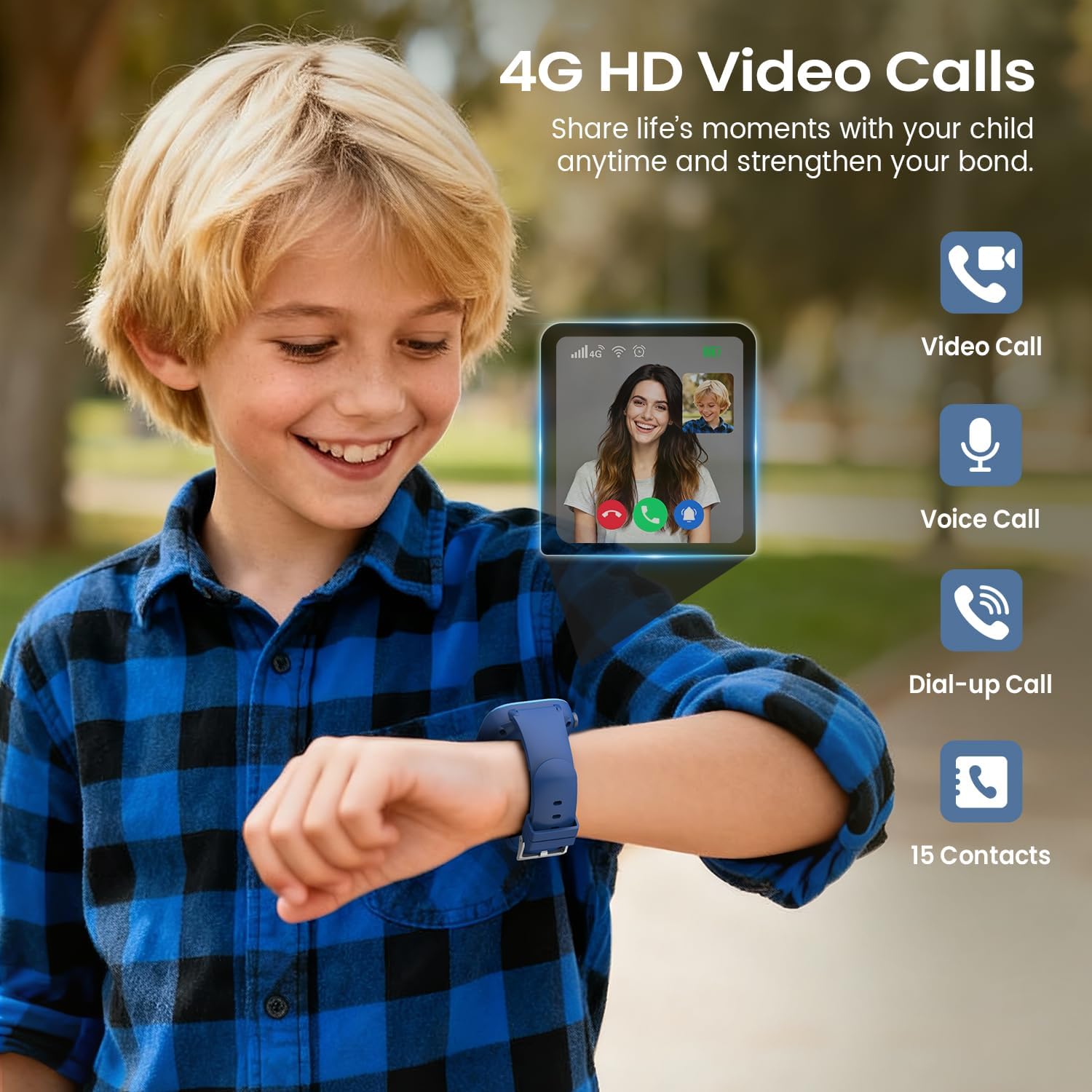 SWGOTA 4G Reloj Inteligente Niño, Smartwatch Niños con GPS y Teléfono/Videollamadas/Chat de Voz/Función SOS/Modo Escuela/IP68, Cámara Despertador Podómetro Monitor de Sueño, Regalo Niñas/Niños, Azul - 3