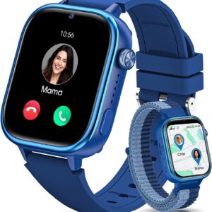 SWGOTA 4G Reloj Inteligente Niño, Smartwatch Niños con GPS y Teléfono/Videollamadas/Chat de Voz/Función SOS/Modo Escuela/IP68, Cámara Despertador Podómetro Monitor de Sueño, Regalo Niñas/Niños, Azul