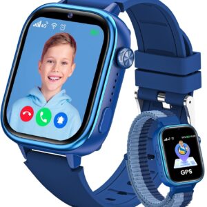 SWGOTA 4G Reloj Inteligente Niño con GPS y Teléfono, Smartwatch Niños con Videollamadas, Mensajes, Modo Escuela, SOS, IP68 Impermeable, Despertador, Podómetro - Regalo Ideal para Niños y Niñas (Azul)