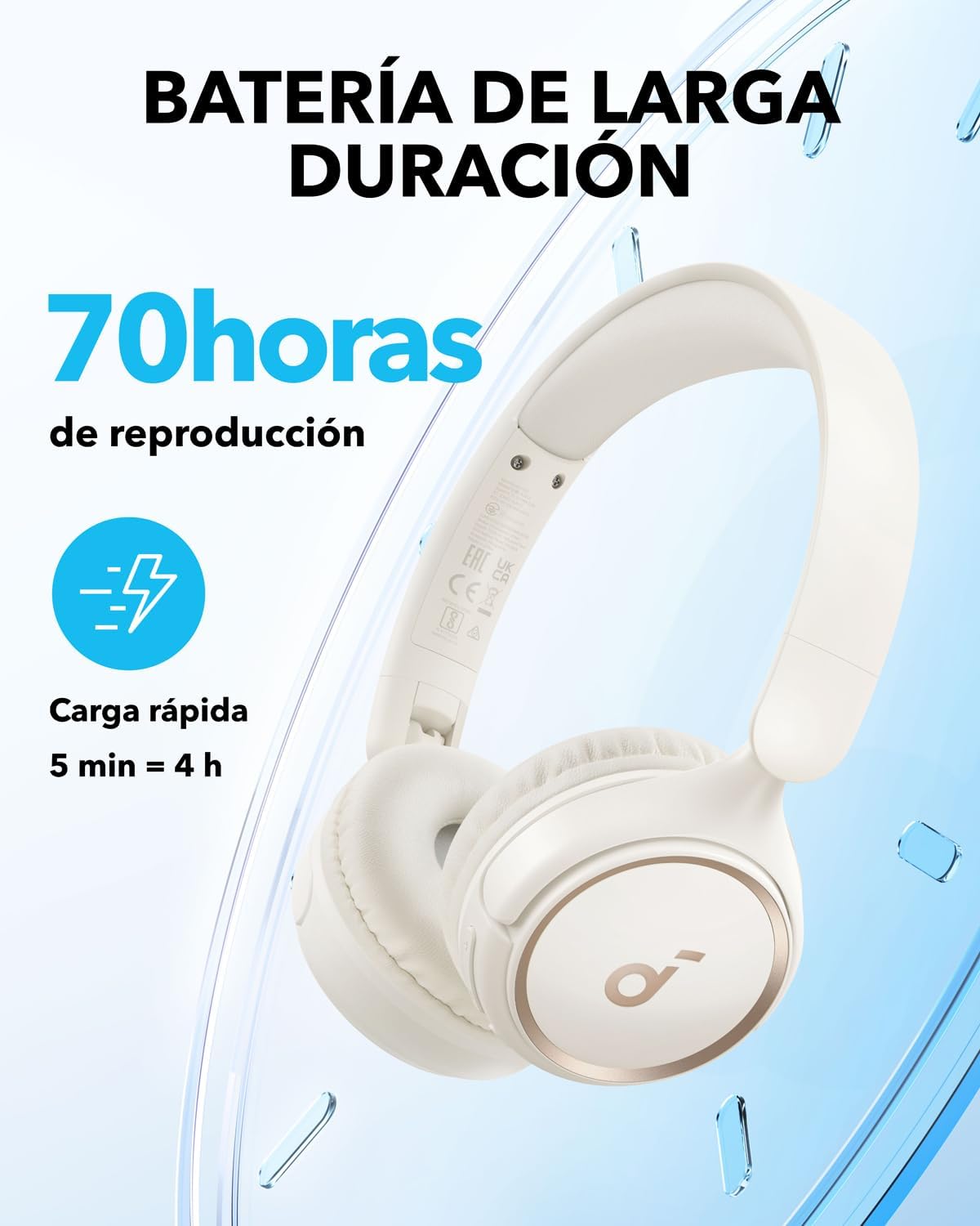 Soundcore Auriculares Inalámbricos Bluetooth Diadema H30i, Diseño Plegable, Graves Puros, 60H de Reproducción, Bluetooth 5.3, Ligeros y Cómodos, Conectividad de App, Conexión Multipunto - 3